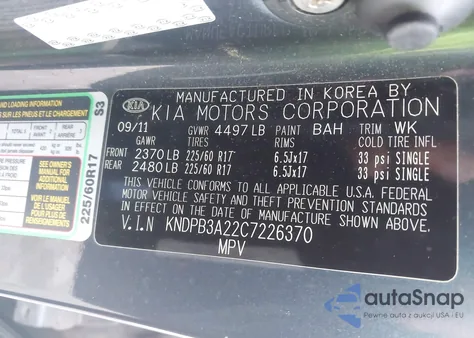 2012 Kia Sportage Lx from USA, damaged, VIN KNDPB3A22C7226370